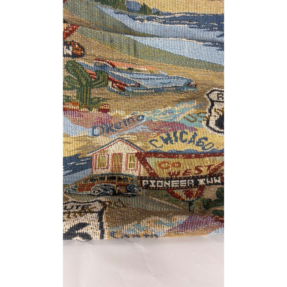 Route 66 Vintage Tapestry Tote Bag Multi Scenic Road Trip Woven Shoulder Bag - Picture 3 of 9